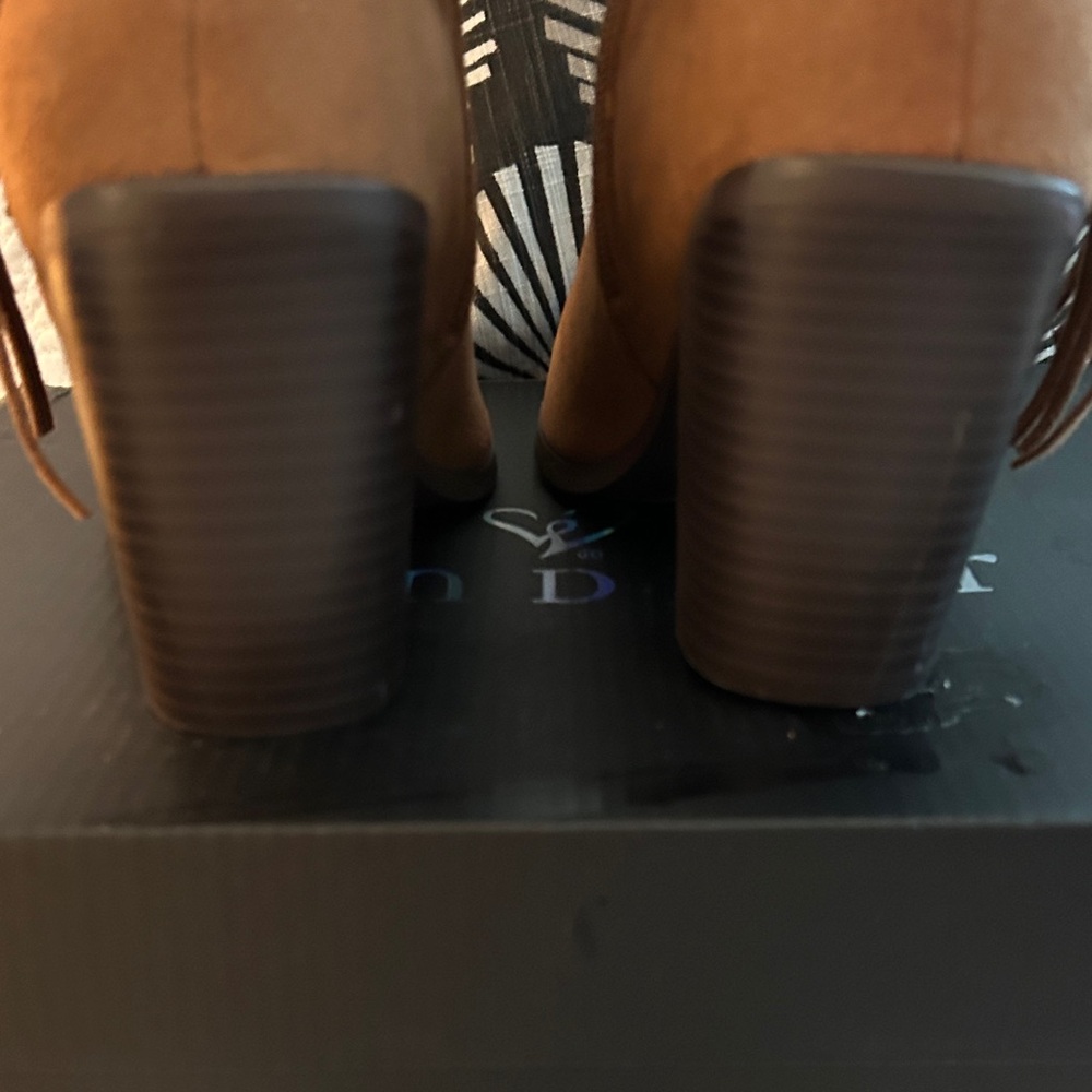 Windsor Cognac Suede Fringe Knee-High Boots - Picture 8 of 9
